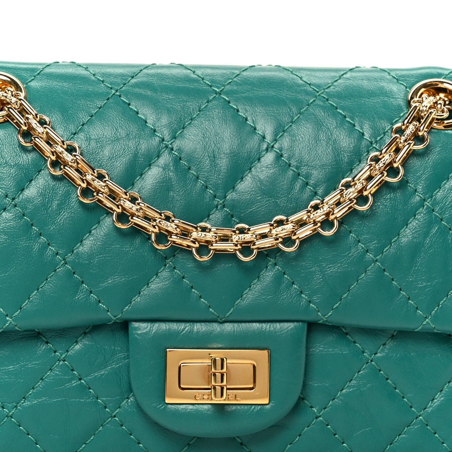 Chanel Aged Calfskin Quilted 2.55 Reissue Mini Flap Green 8 of 10