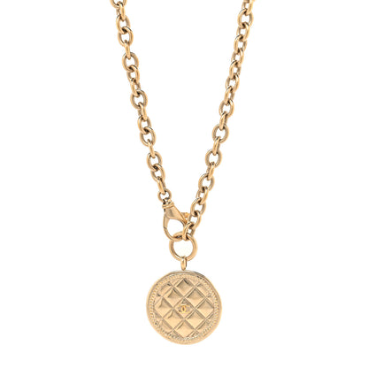 Chanel Quilted CC Pendant Chain Necklace Light Gold 2 of 5