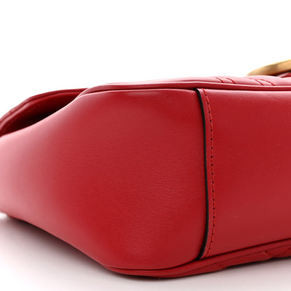 Gucci Calfskin Matelasse Small GG Marmont Shoulder Bag Hibiscus Red 9 of 11
