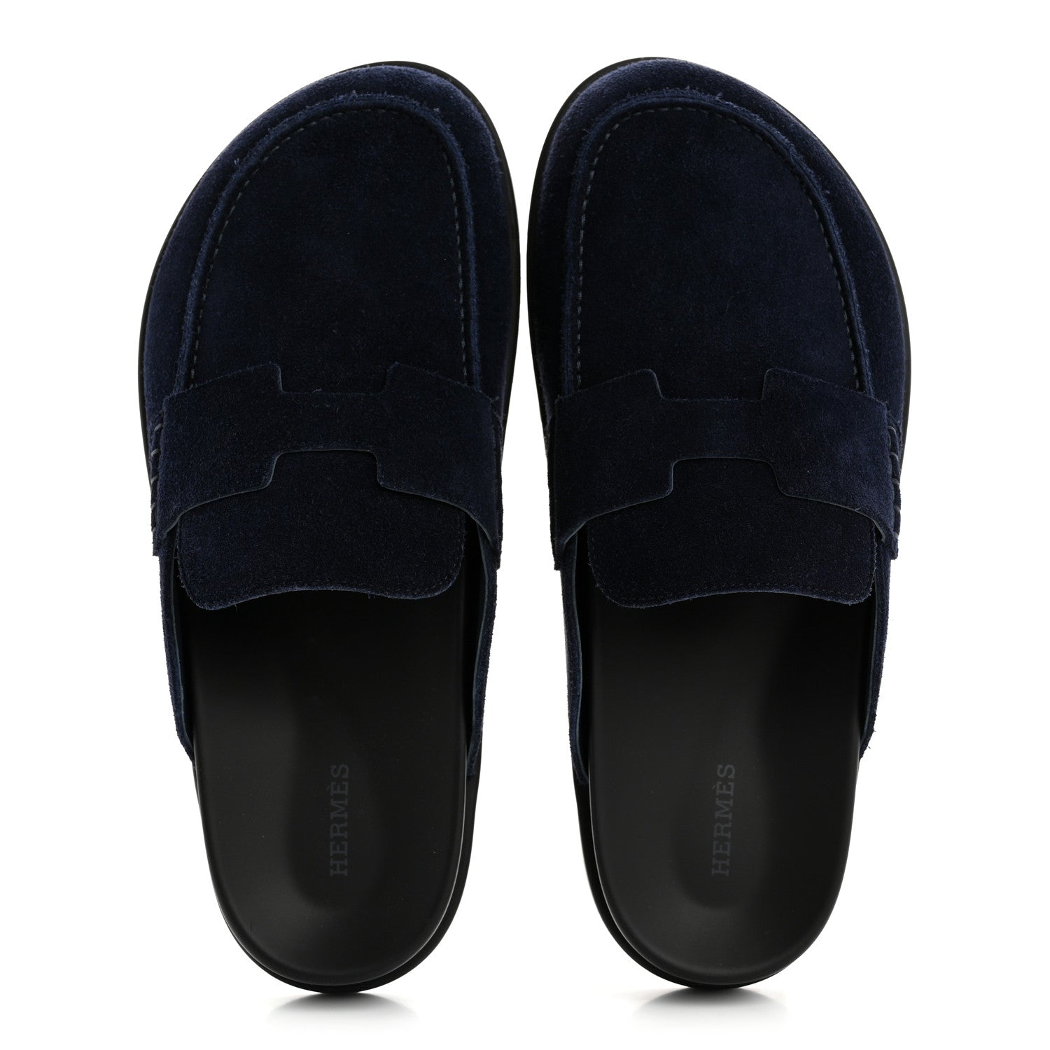 Hermes Suede Calfskin Go Mules 42 Bleu Ocean 2 of 10