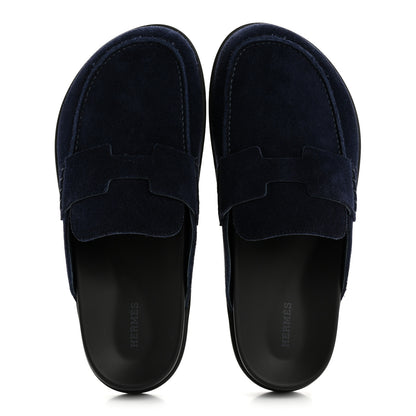 Hermes Suede Calfskin Go Mules 42 Bleu Ocean 2 of 10