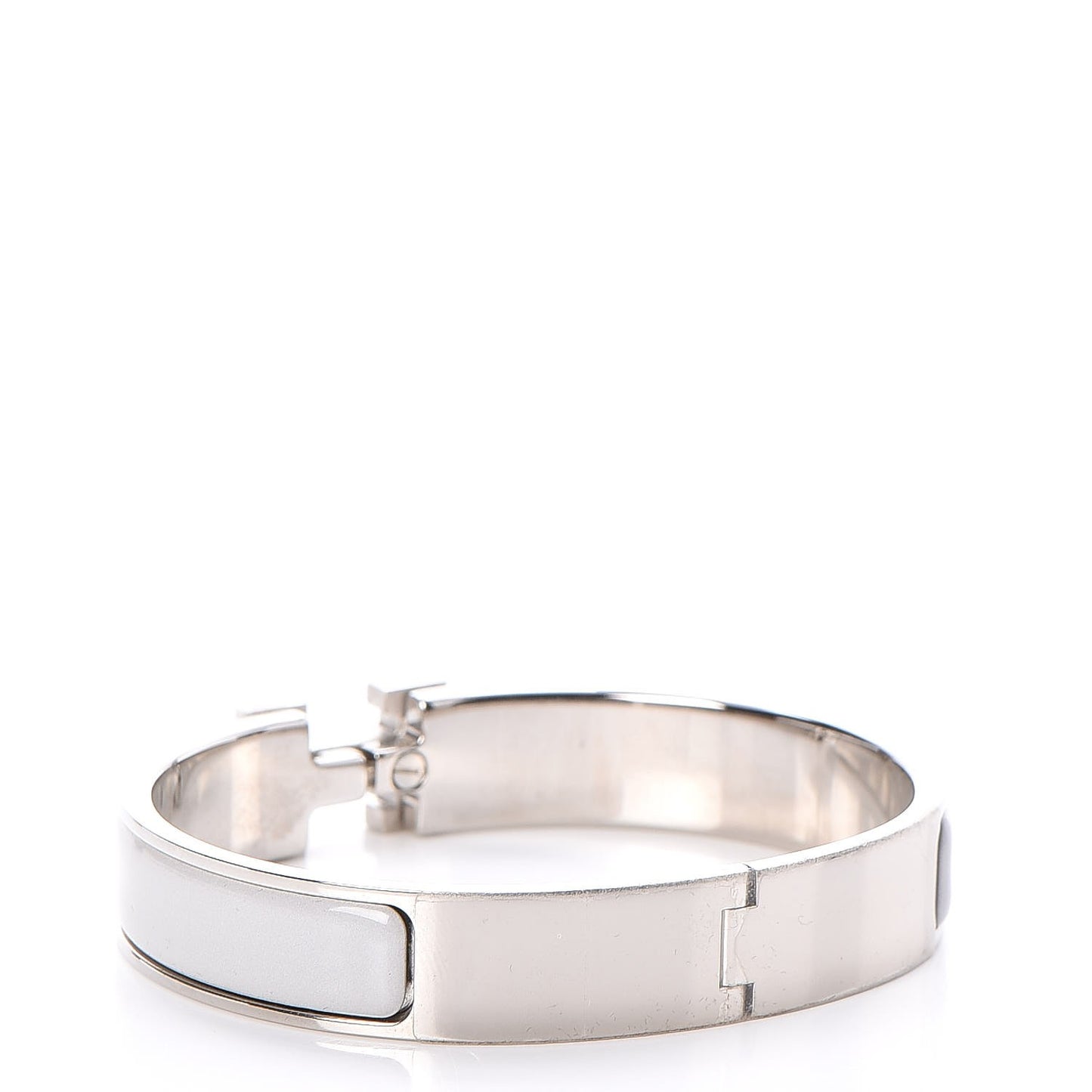 Enamel Narrow Clic Clac H Bracelet GM Blanc Gris Claire
