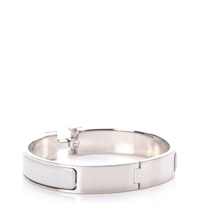 Hermes Enamel Narrow Clic Clac H Bracelet GM Blanc Gris Claire 3 of 5