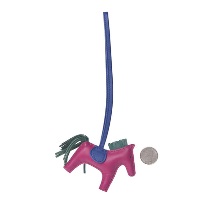 Hermes Milo Lambskin Grigri Rodeo Horse Bag Charm PM Rose Pourpre Bleu Electrique Malachite 2 of 4