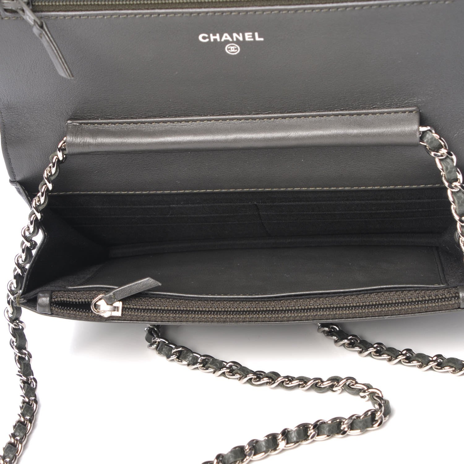 Chanel Caviar Timeless CC Wallet on Chain WOC Dark Grey 5 of 9