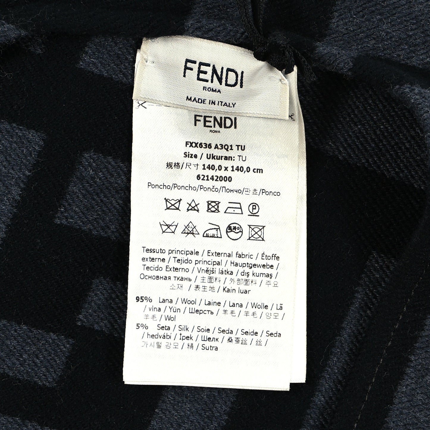 Wool Silk FF Poncho Black