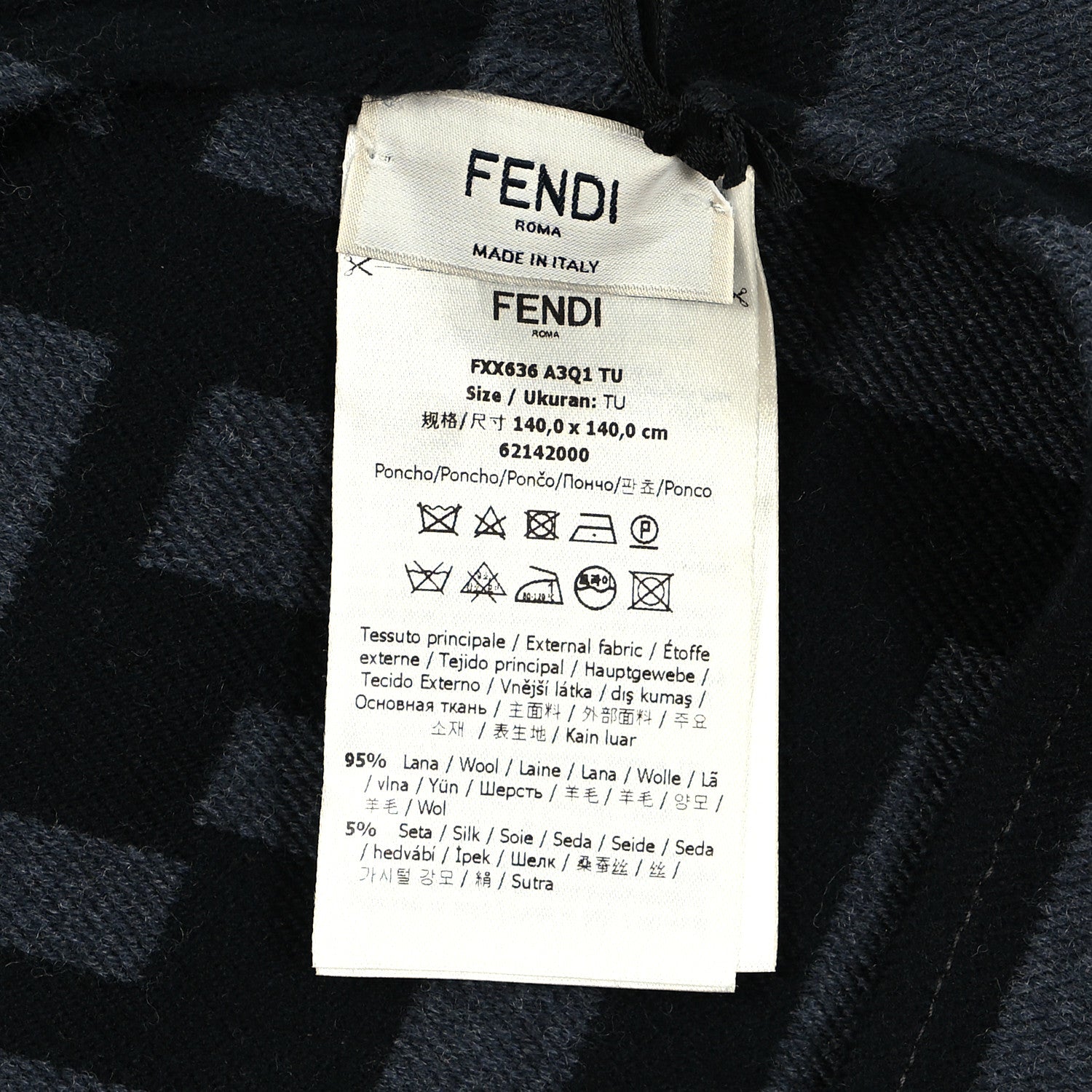 Fendi Wool Silk FF Poncho Black 2 of 3