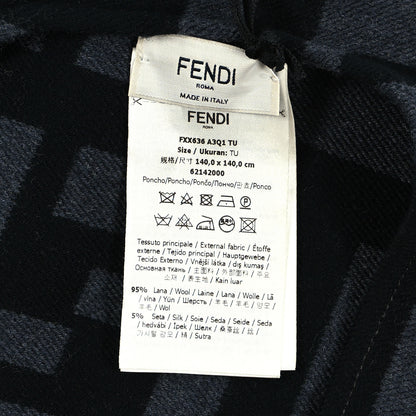 Fendi Wool Silk FF Poncho Black 2 of 3