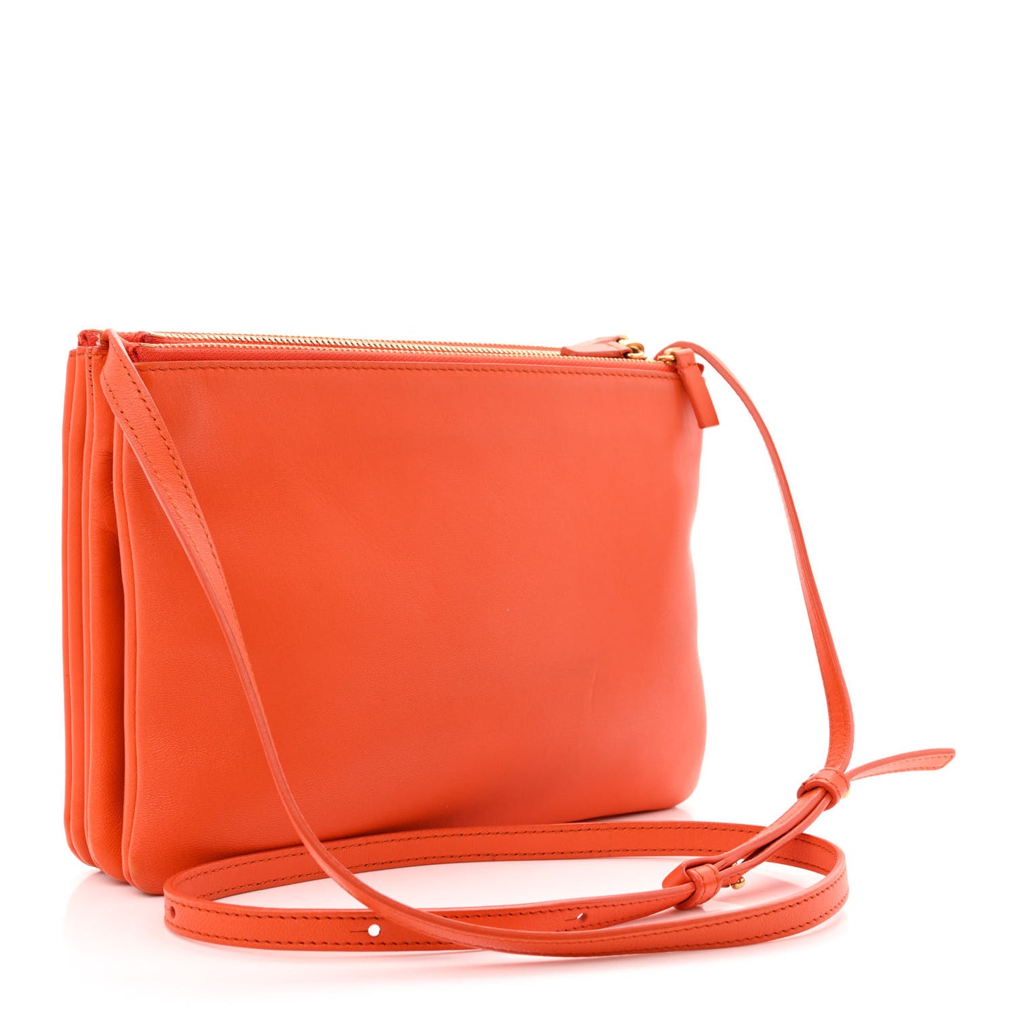 Lambskin Large Trio Crossbody Bag Orange
