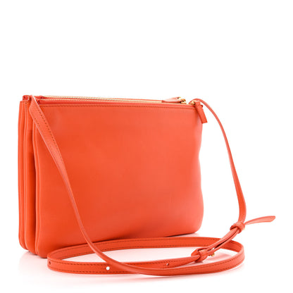 Celine Lambskin Large Trio Crossbody Bag Orange 3 of 15