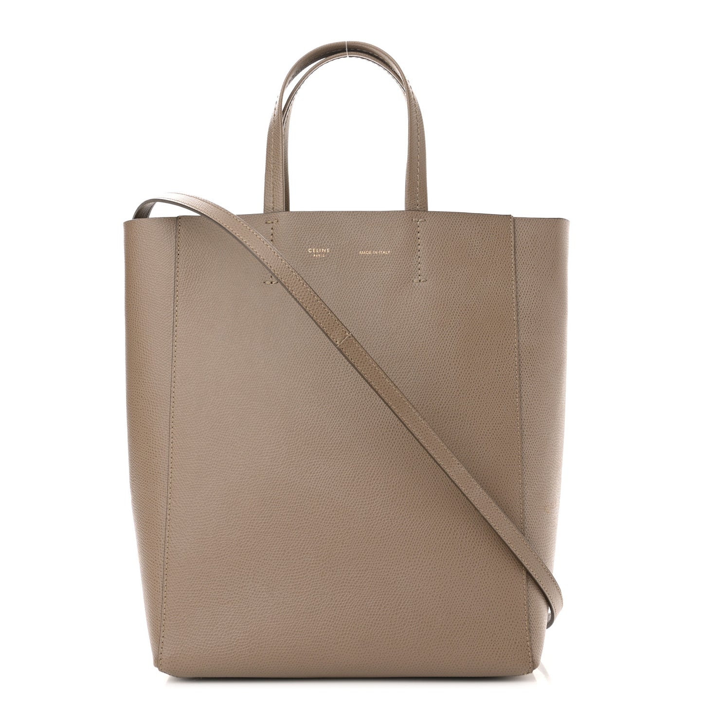 Grained Calfskin Small Vertical Cabas Beige