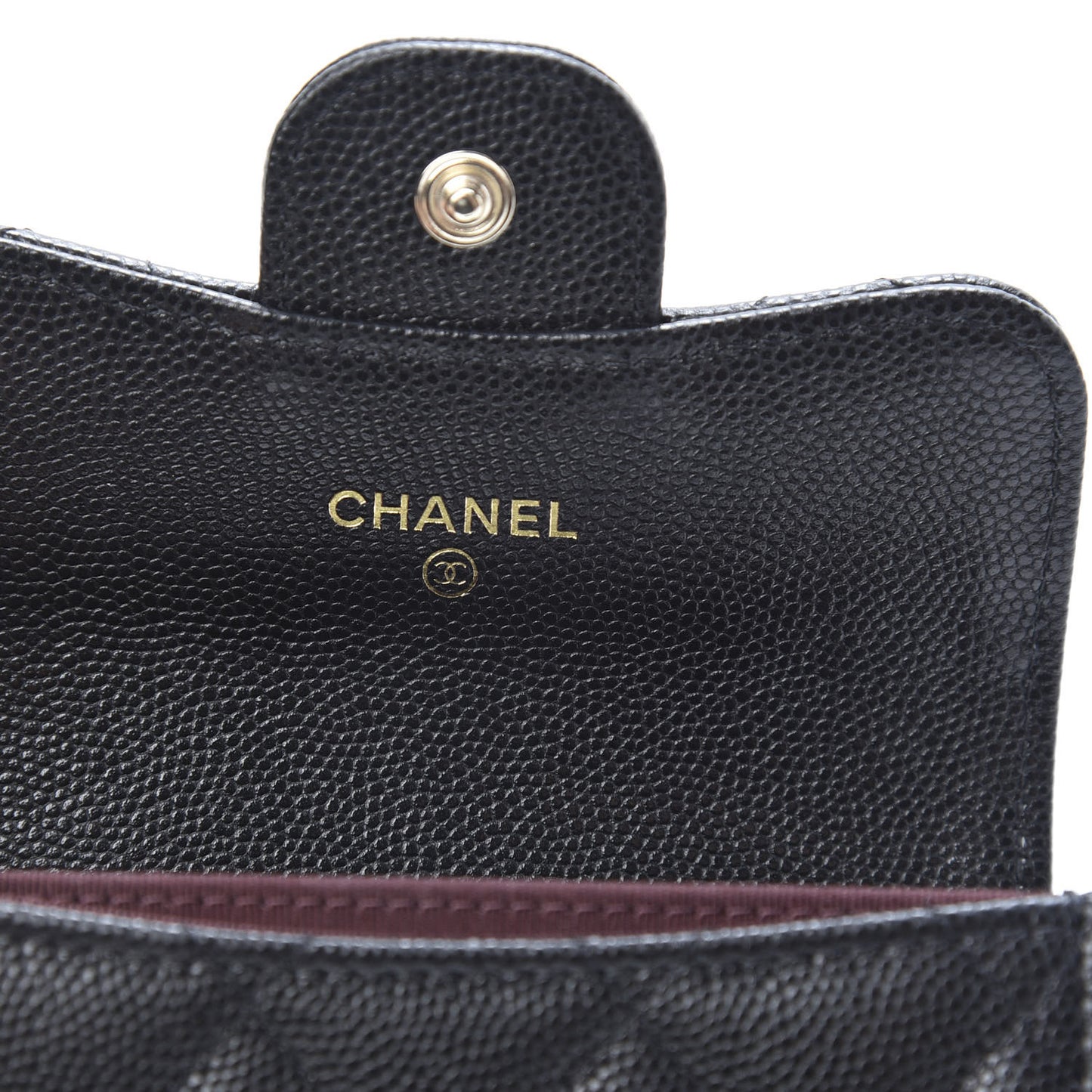 Caviar Quilted Flap Card Holder Chain Wristlet Black