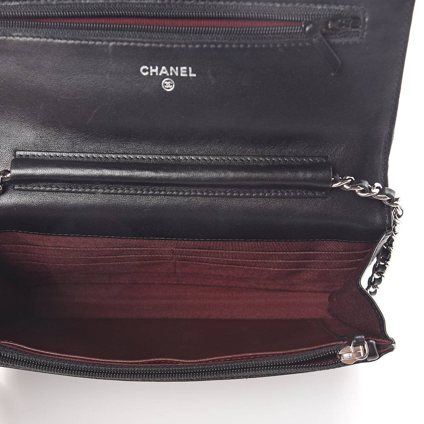 Lambskin Quilted Wallet On Chain WOC Black