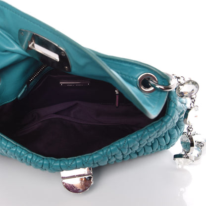 Miu Miu Nappa Matelasse Crystal Flap Bag Turchese 5 of 12