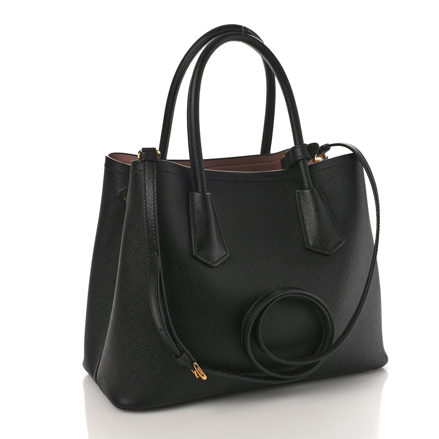 Saffiano Cuir Small Double Bag Black Mughetto