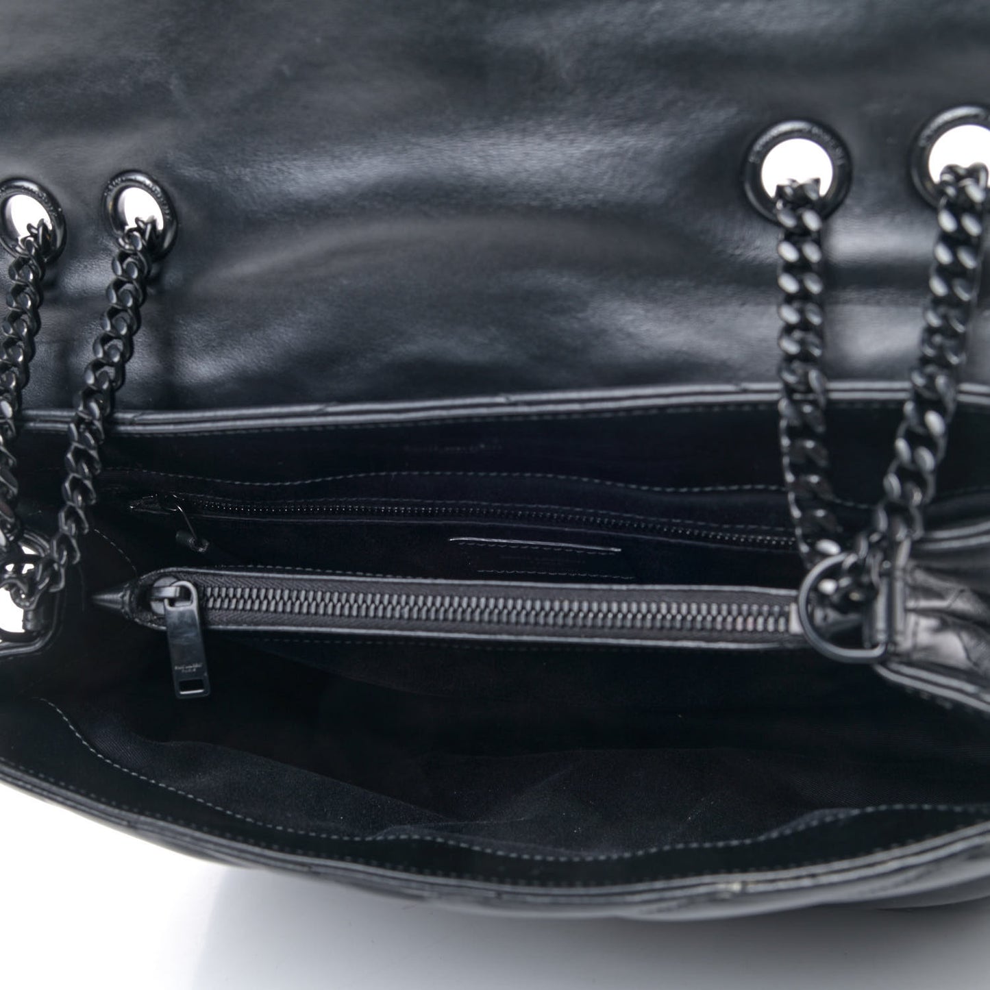 Calfskin Y Quilted Monogram Medium Loulou Chain Satchel Black