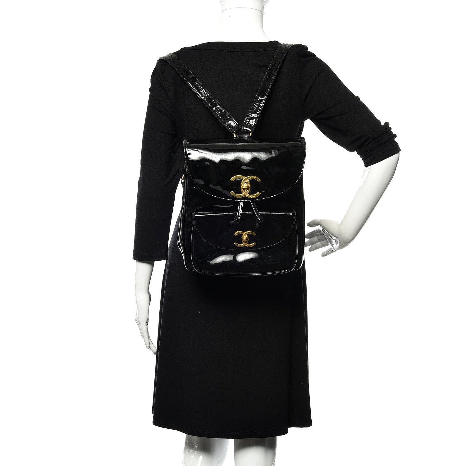 Chanel Patent CC Drawstring Backpack Black 2 of 15