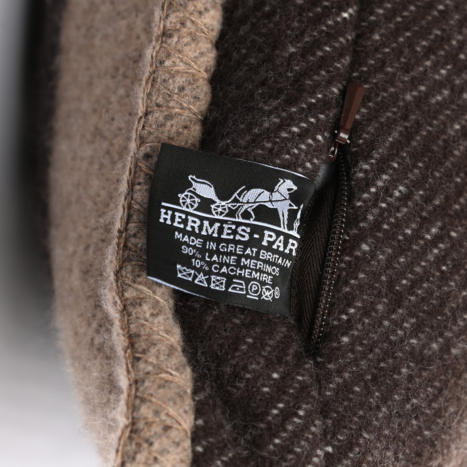 Hermes Wool Cashmere Brandebourgs Pillow Ecorce 3 of 3