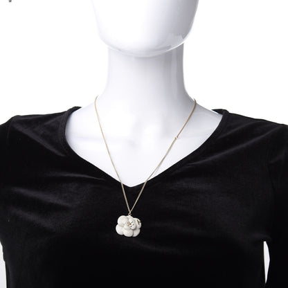 Chanel Enamel CC Camellia Pendant Necklace Gold 2 of 5
