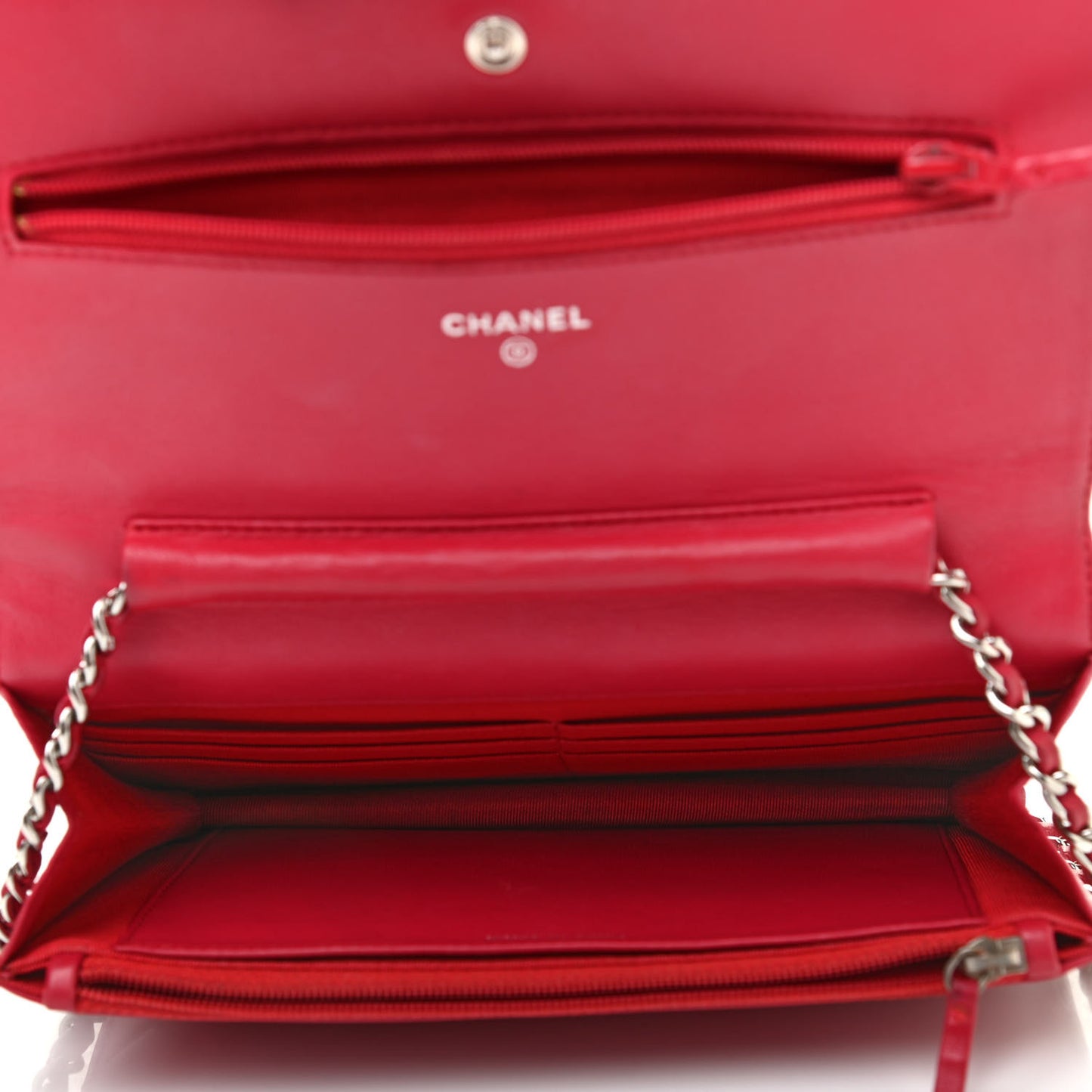 Lambskin Quilted Wallet On Chain WOC Red