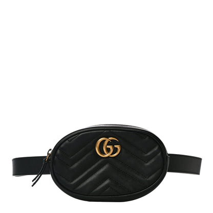 Gucci Calfskin Matelasse GG Marmont Belt Bag 85 34 Black 1 of 12