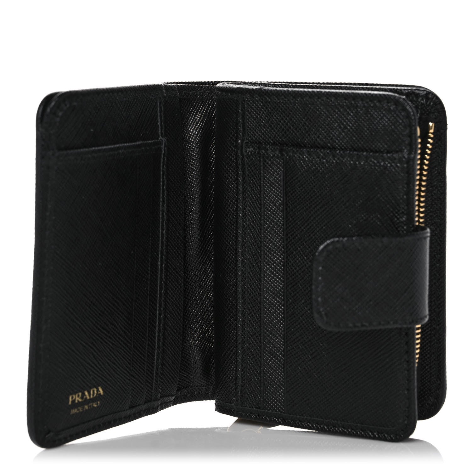 Prada Nylon Saffiano Metal Compact Wallet Black 5 of 10
