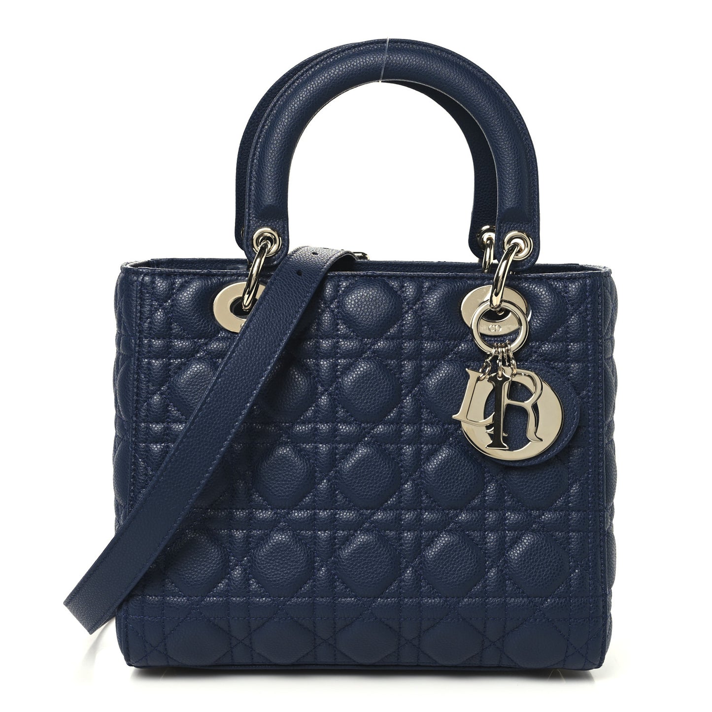 Grained Calfskin Cannage Medium Lady Dior Ocean Blue