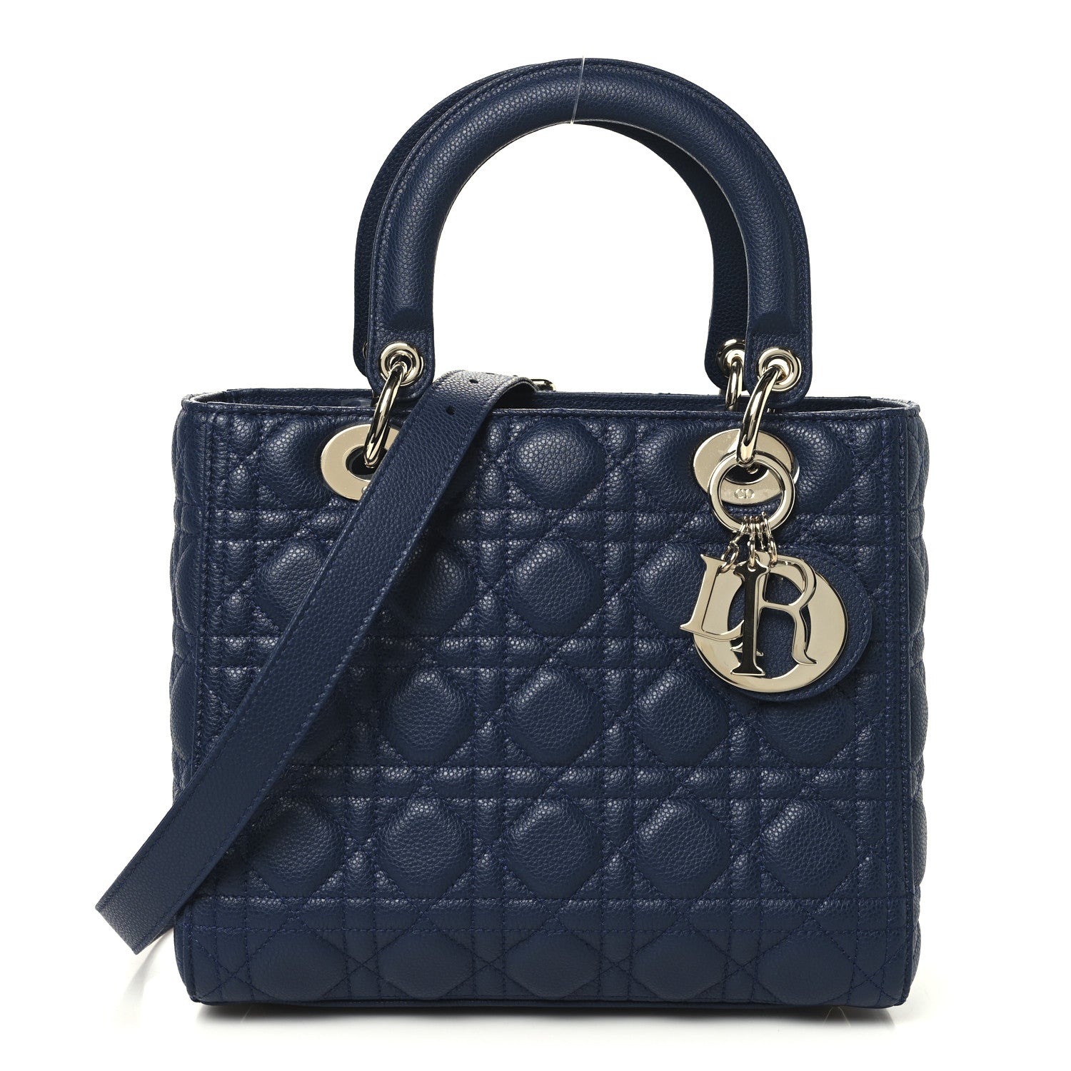 Christian Dior Grained Calfskin Cannage Medium Lady Dior Ocean Blue 1 of 10