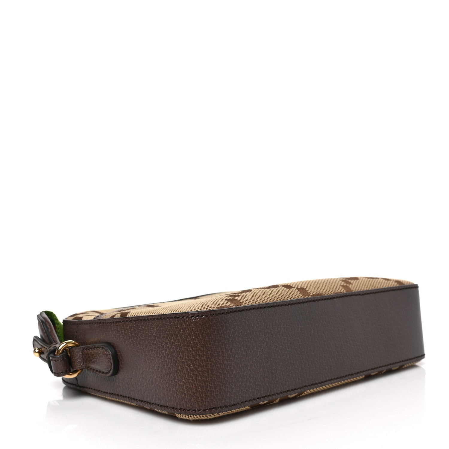 Gucci Monogram Jumbo GG Textured Dollar Calfskin Web Messenger Shoulder Bag Camel Ebony New Acero 4 of 8