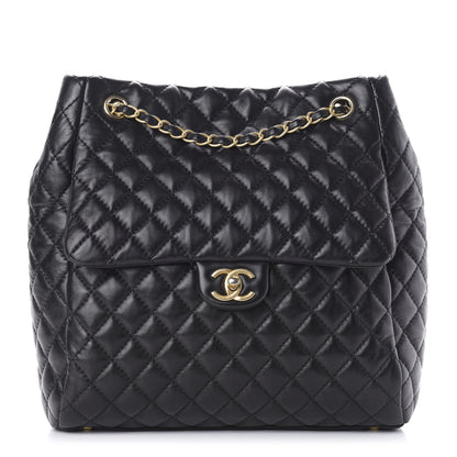 Chanel Lambskin Quilted Large Fluffy CC Shopping Tote Black 1 of 11