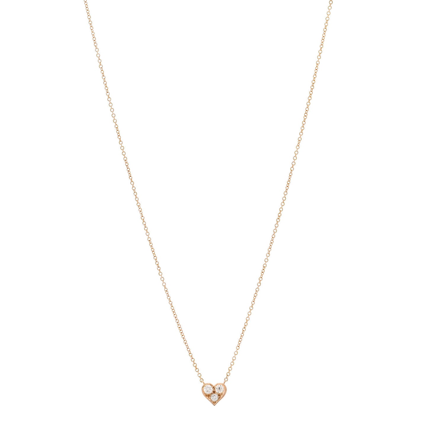 18K Rose Gold Diamond Heart Pendant Necklace