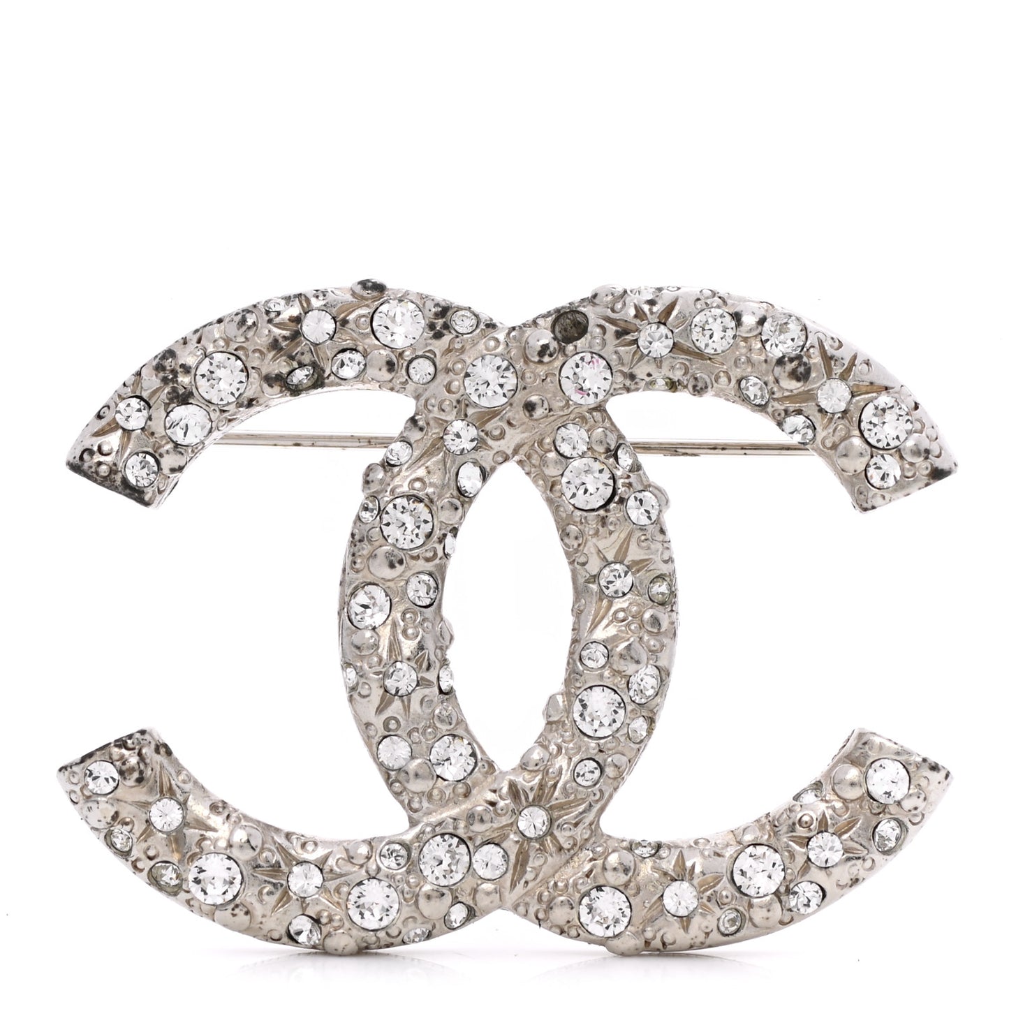 Swarovski Crystal Large CC Brooch Silver