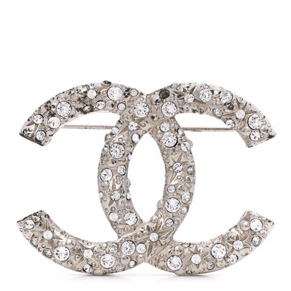 Chanel Swarovski Crystal Large CC Brooch Silver 1 of 6