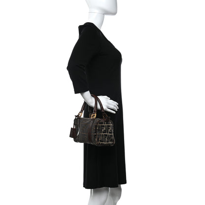 Fendi Velvet Zucca Vitello Mini Forever Boston Fango Grigio Bruciato 2 of 12