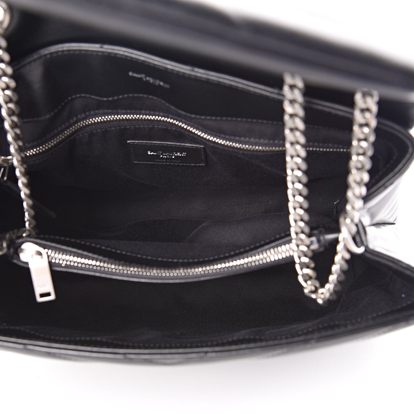 Calfskin Y Quilted Monogram Medium Loulou Chain Satchel Black