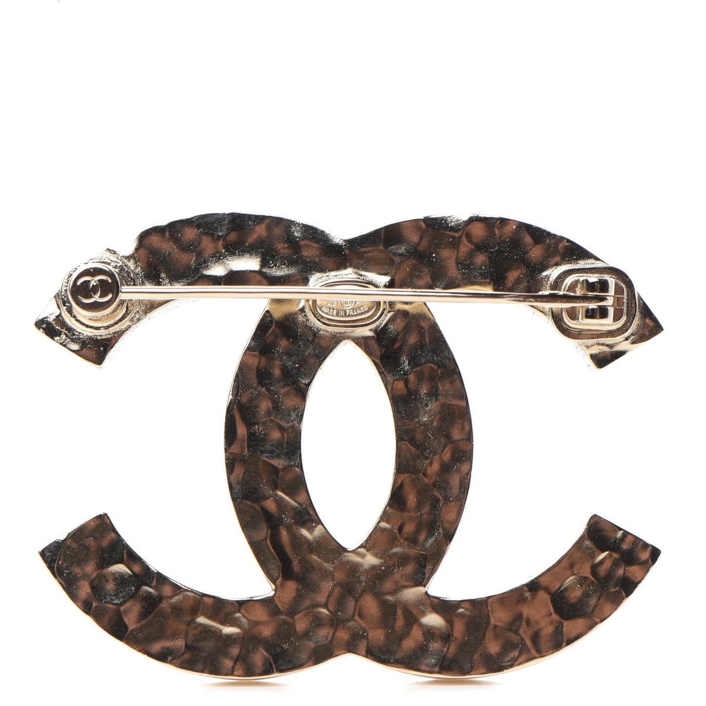 Crystal Baguette CC Brooch Gold