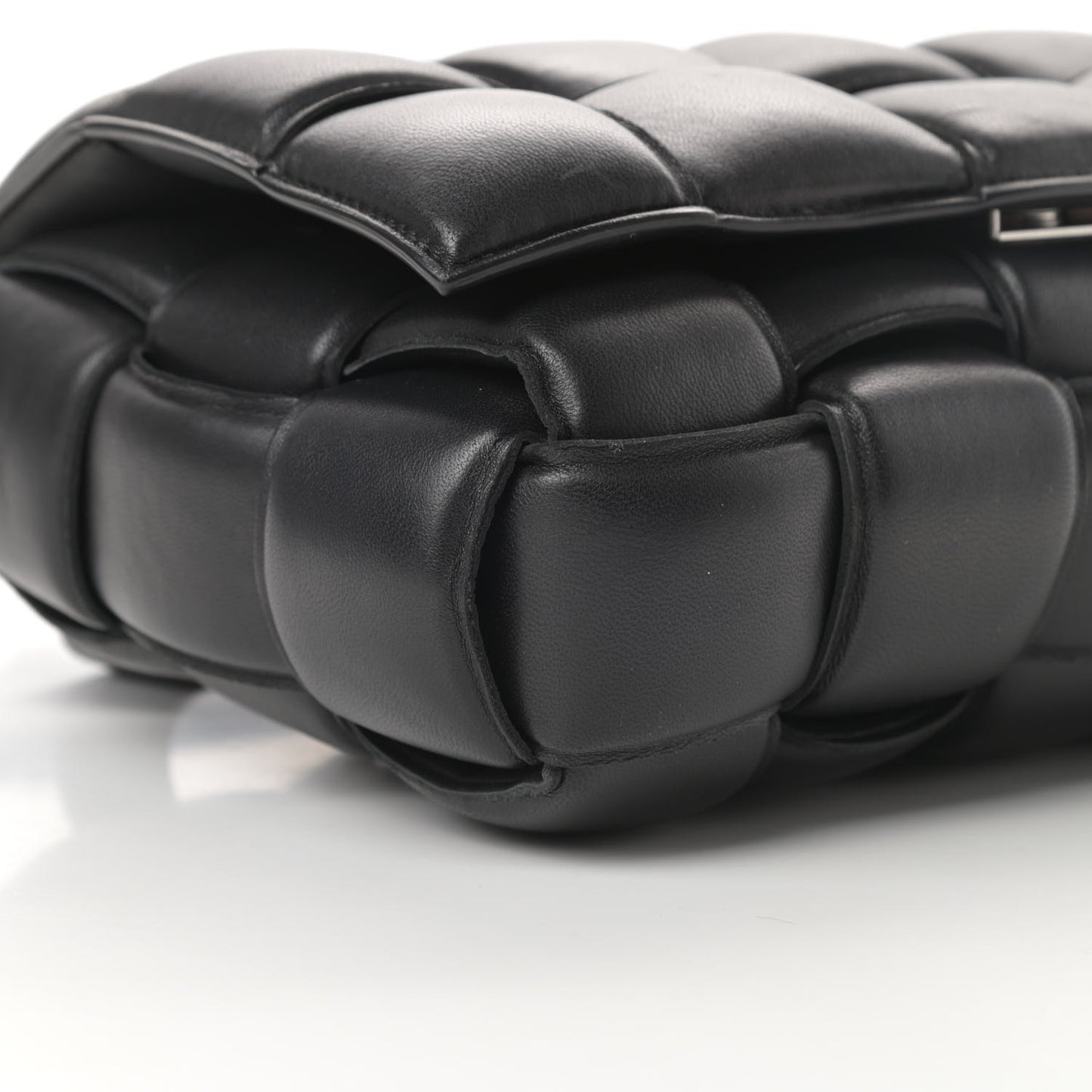 Nappa Maxi Intreccio Padded Cassette Crossbody Bag Black