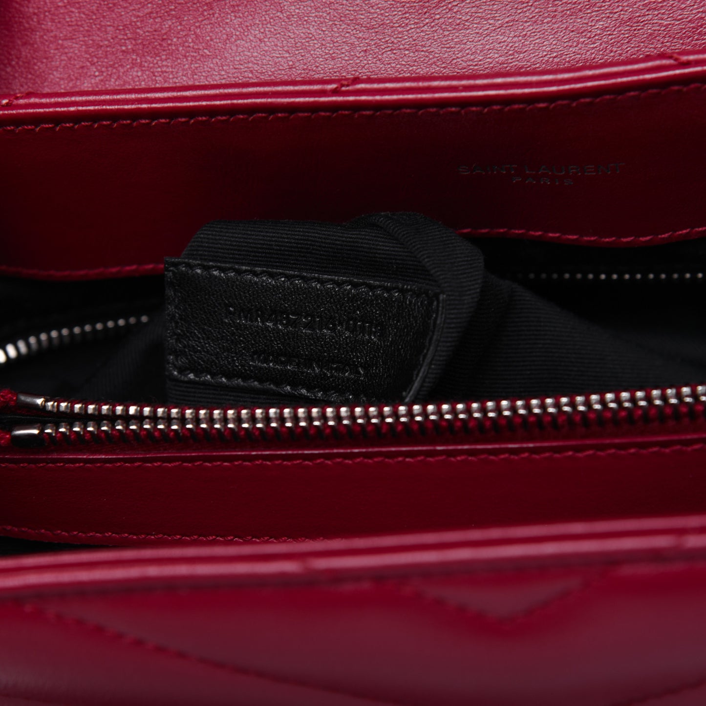 Calfskin Y Quilted Monogram Medium Loulou Chain Satchel Lipstick Red