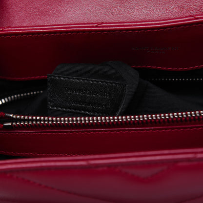 Saint Laurent Calfskin Y Quilted Monogram Medium Loulou Chain Satchel Lipstick Red 11 of 20