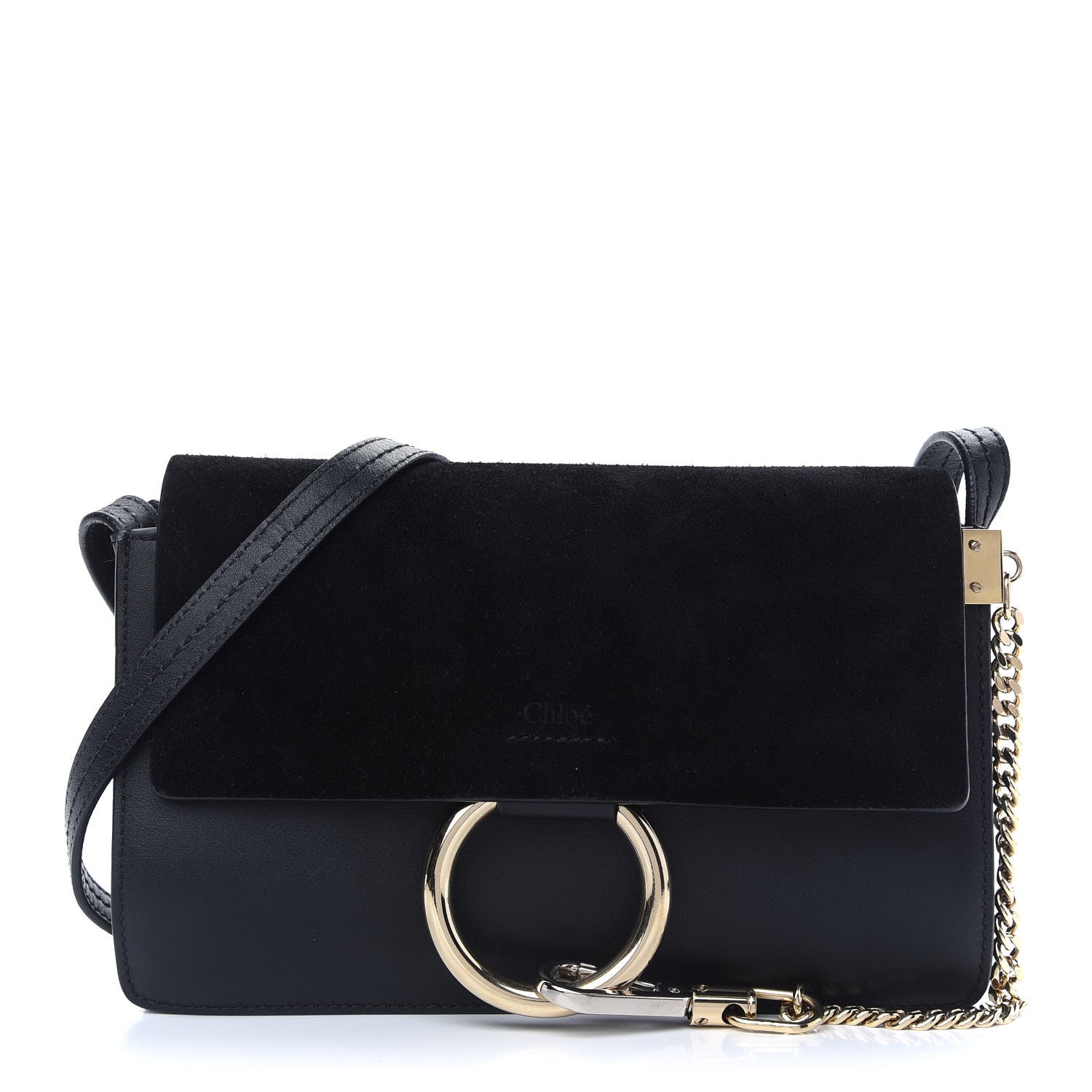 Chloe Suede Calfskin Small Faye Shoulder Bag Black 1 of 11