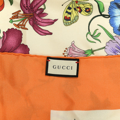 Gucci Silk Twill Flora Fluo Square Scarf Ivory Orange 6 of 6