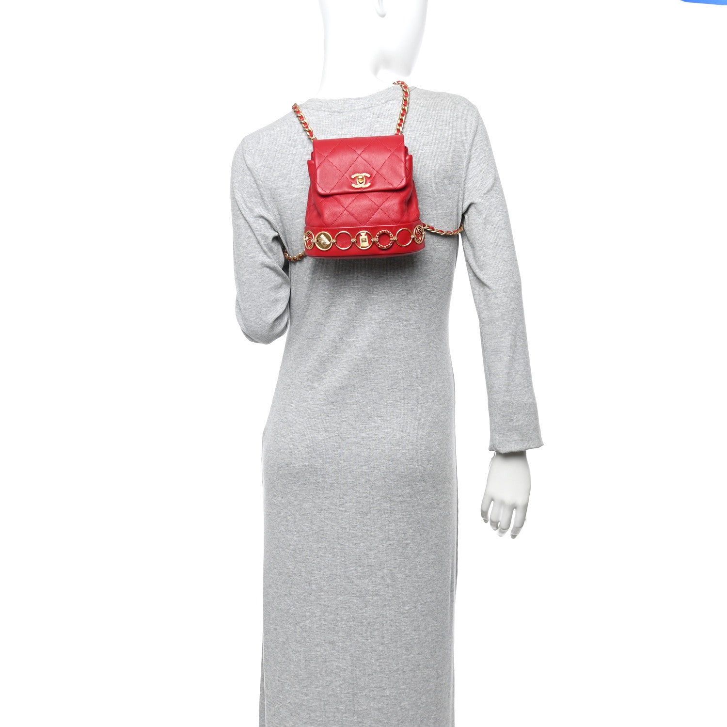 Chanel Calfskin Quilted Small Charms Backpack Red 2 of 11