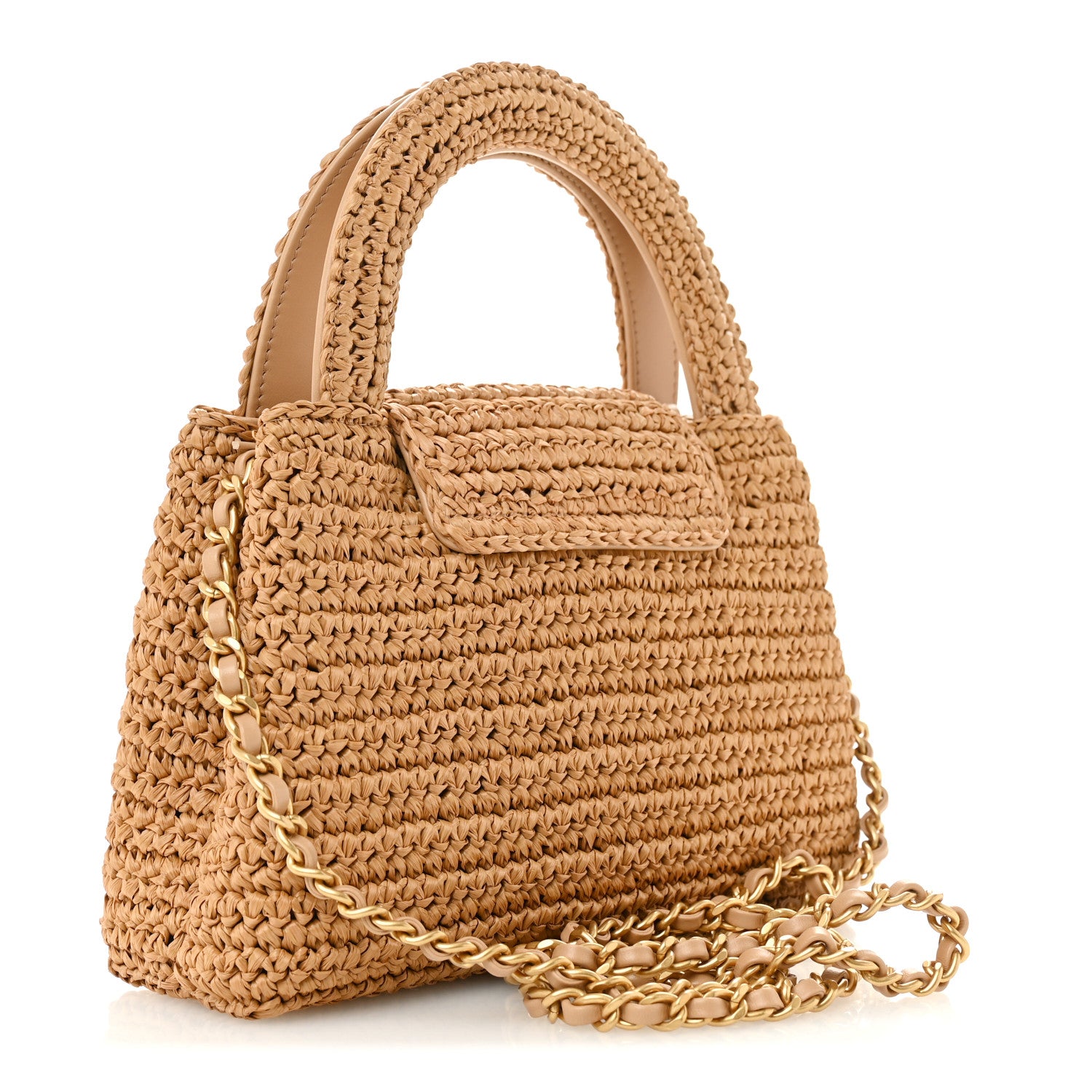 Chanel Braided Raffia Nano Kelly Flap Bag Dark Beige 3 of 11