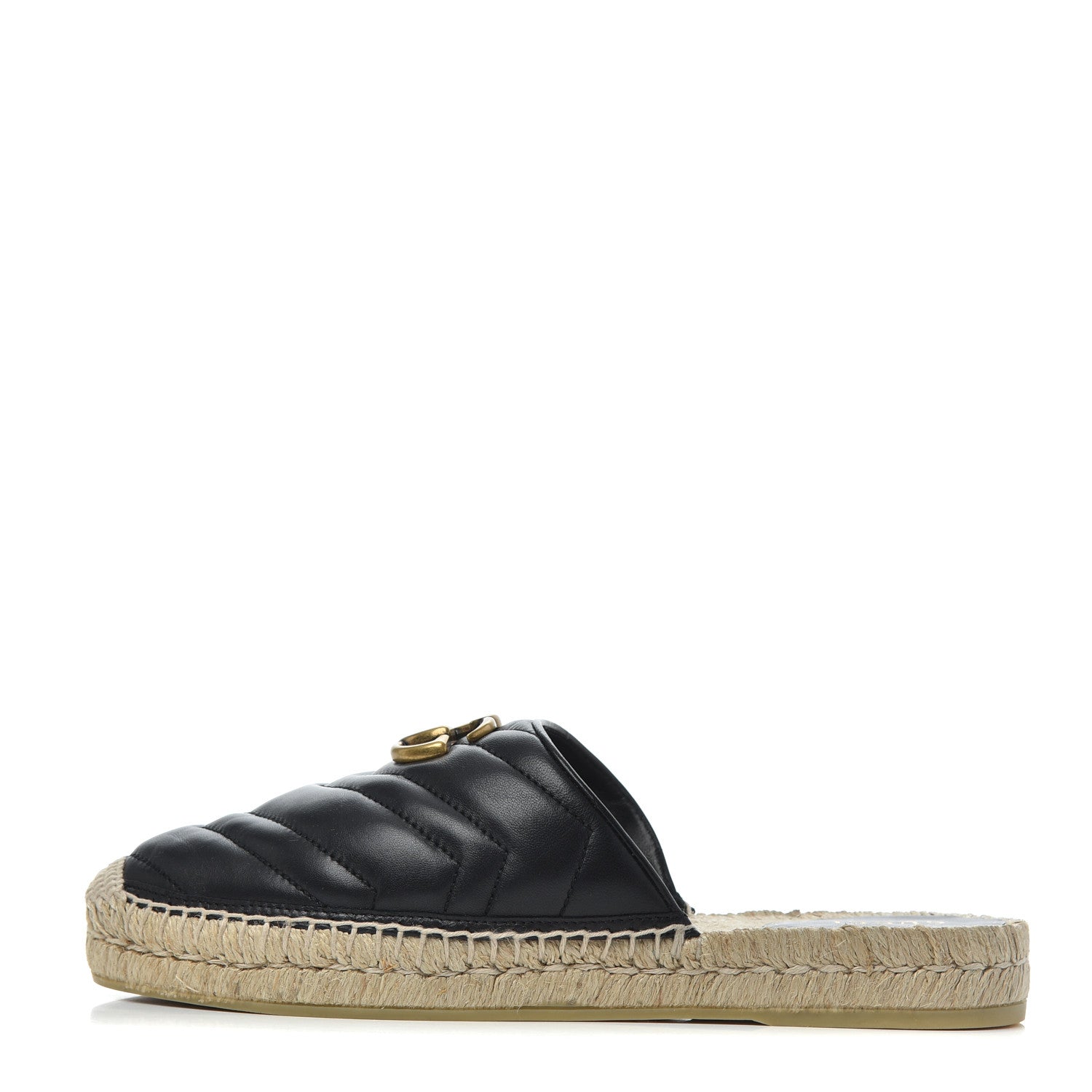 Gucci Nappa Matelasse GG Marmont Espadrille Slippers 38 Black 1 of 11
