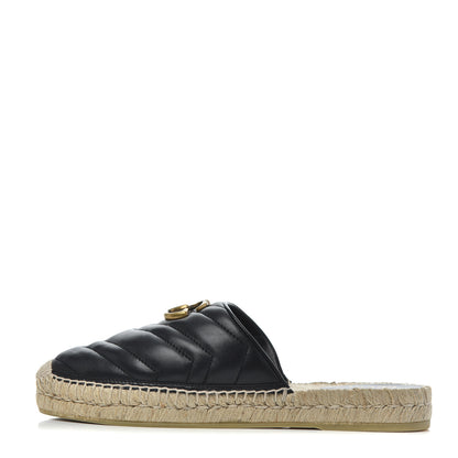 Gucci Nappa Matelasse GG Marmont Espadrille Slippers 38 Black 1 of 11