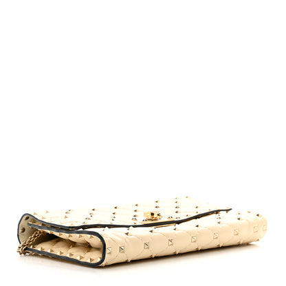 Valentino Garavani Lambskin Rockstud Spike Wallet on Chain Light Ivory 4 of 10