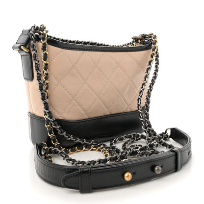 Chanel Aged Calfskin Quilted Small Gabrielle Hobo Beige Black 3 of 10