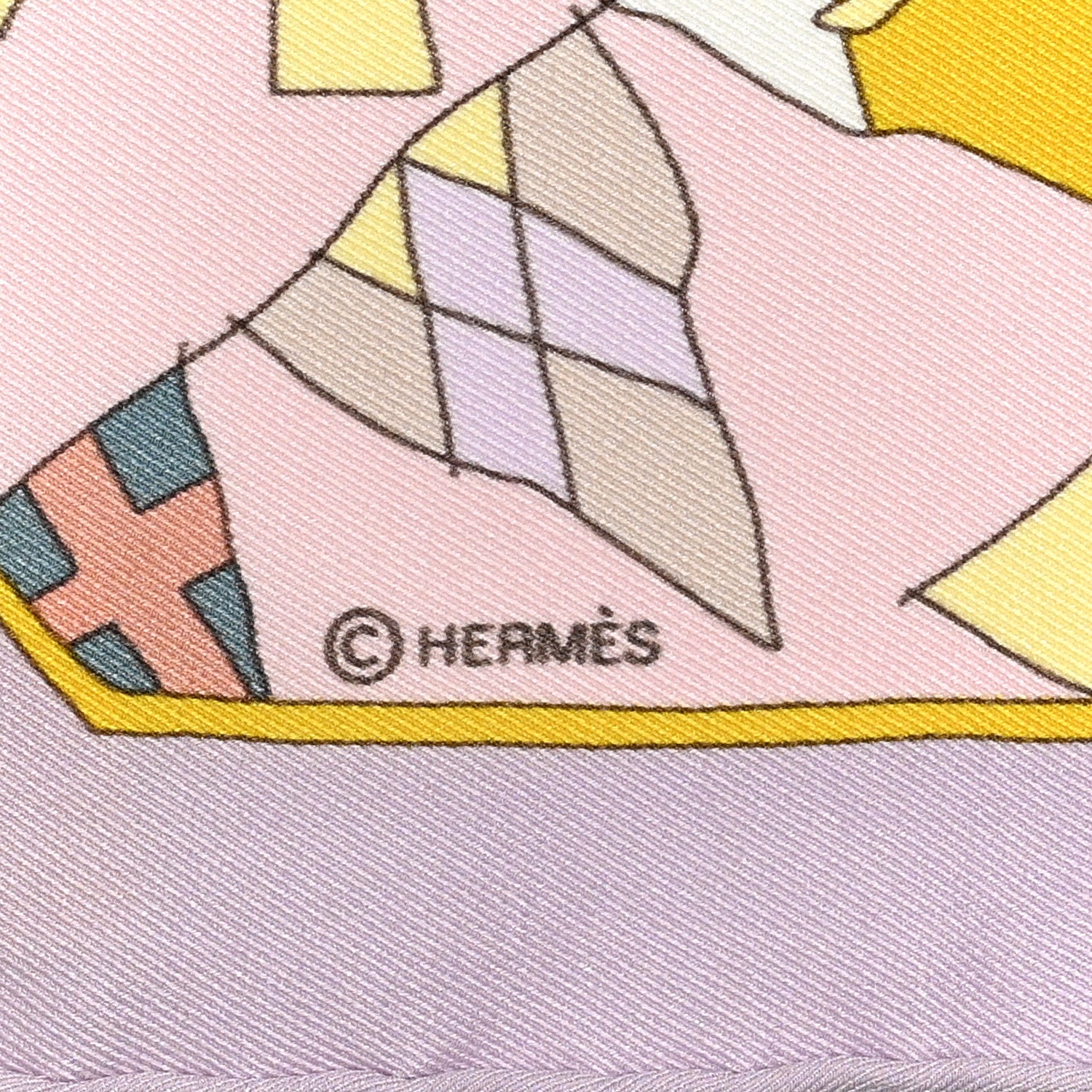 Hermes Silk Vintage Un Amour de Cheval Scarf 70 Lilas Rose Pale Jaune Pale 4 of 5