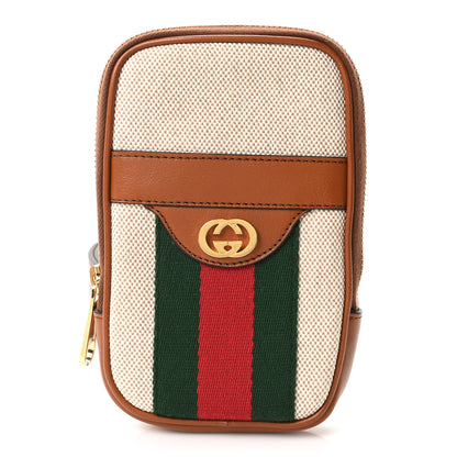 Gucci Vintage Canvas Calfskin Web Belted iPhone Case 90 36 Sand Cuir 1 of 10