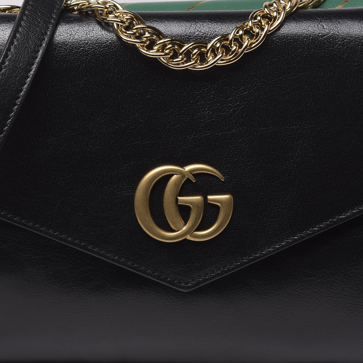 Gucci Calfskin Diagonal GG Medium Thiara Double Envelope Shoulder Bag Emerald Green Black 12 of 12